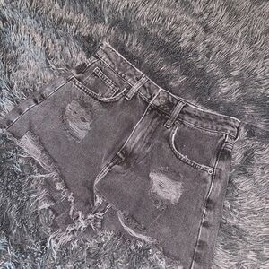 Forever 21 Charcoal Distressed Jean Shorts